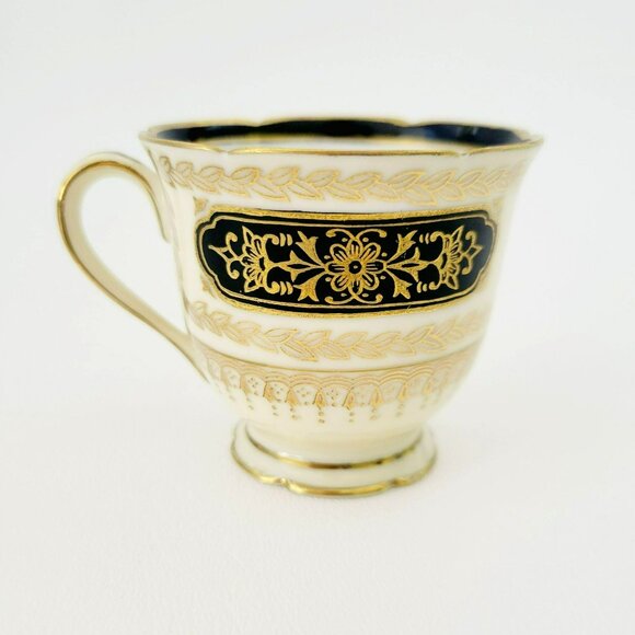 Vintage Noritake Black Gold Demitasse Cup & Saucer, 2 Sets, c1940s Art Nouveau - Picture 4 of 15
